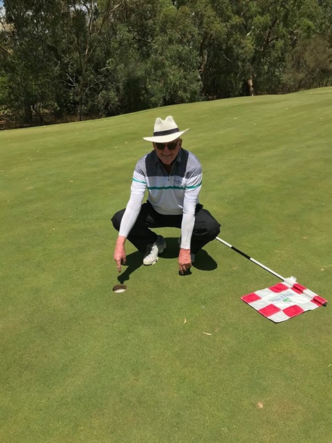 Ray Webb on the 14th after his hole in one