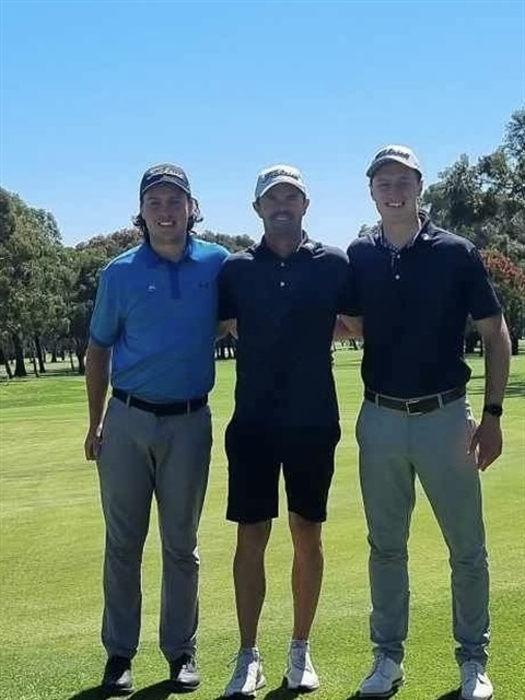 Webex TPS event host Greg, sneaking in a practice round with two of our local young golf professionals